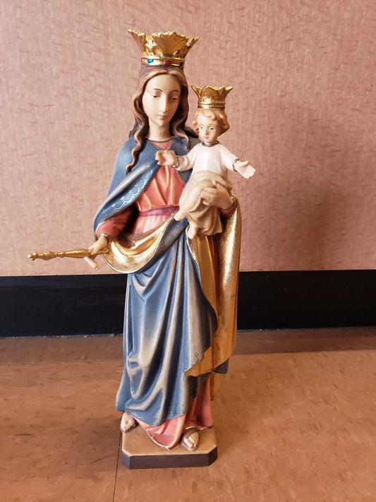 Hand Carved in Linden Wood Mary, Queen Of Heaven Statue | Made in Italy