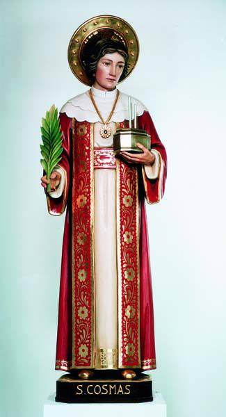 Hand Carved in Linden Wood St. Cosmas Statue | Made in Italy
