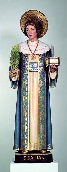 Hand Carved in Linden Wood St. Damian Statue | Made in Italy
