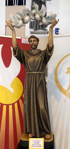390/12 4' St. Francis Assisi With Doves Cast In Fiberglass | Made in Italy
