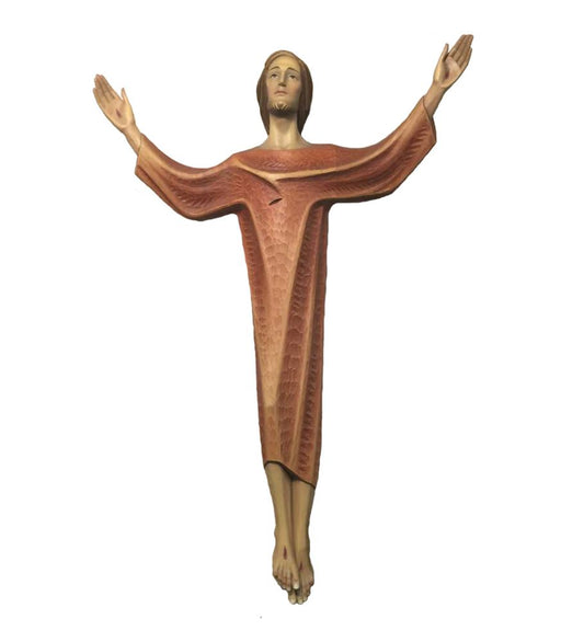 Hand Carved Demetz 42" Risen Christ, Carved in Lindenwood, Made in Italy