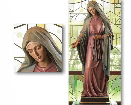 Hand Carved in Linden Wood Carved Mary Statue | Made in Italy