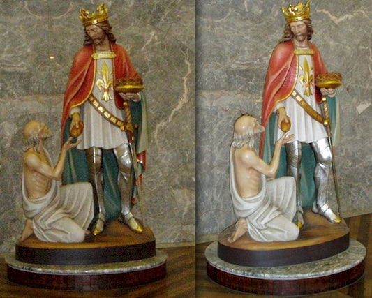 Hand Carved in Linden Wood Carved St. Louis Statue | Made in Italy
