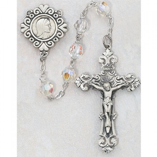SS 7MM TIN CUT CRYSTAL ROSARY