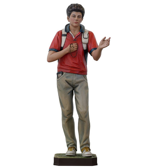60 Inch Tall Wood Statue from Italy of Blessed Carlo Acutis | Hand Carved in Lindenwood