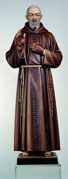 Hand Carved in Linden Wood or Fiberglass St. Padre Pio Statue | Made in Italy