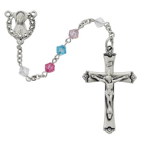 SS 5MM MULTI SWAROVSKI ROSARY