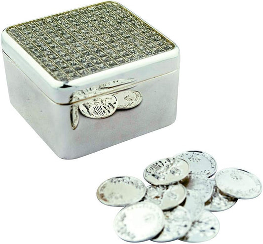 Sacred Vows Wedding Set | 9 Coin Styles in Metal Boxes | Spanish Matrimony Ceremony