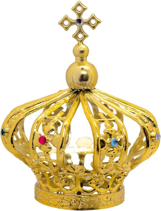 Gold May Crowning Crown for Blessed Virgin Mary – 3" x 2.75" with Stabilizing Pin