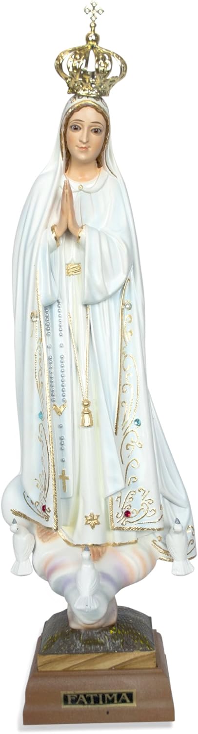 Authentic Our Lady of Fatima Statue (3.5", Painted Eyes) – Made in Fatima