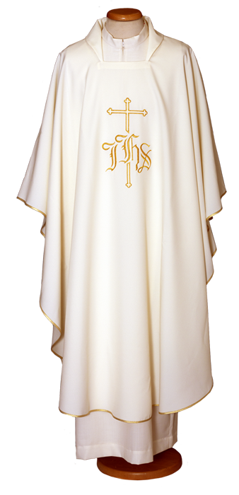 Affordable 100% Polyester Chasuble with Square Collar and Classic Embroidery – Traditional Liturgical Vestment