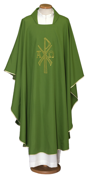 Economic Chasuble – 100% Polyester with Square Collar and Classic Embroidery for Traditional Liturgical Celebrations