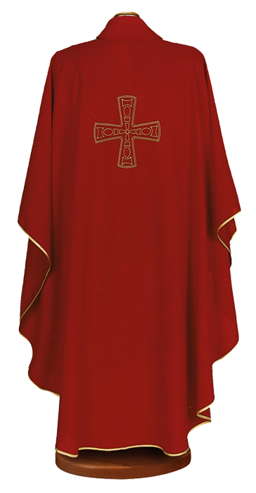 Inexpensive 100% Polyester Chasuble with Square Collar and Classic Embroidery – Simple and Elegant Liturgical Vestment