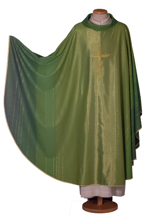Lightweight Lurex Wool Chasuble – Gradient Liturgical Vestment with Front and Back Embroidered Cross