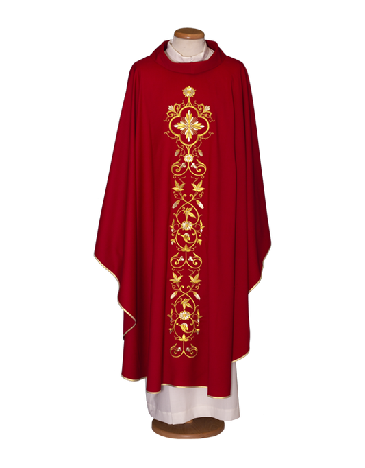 Pure Wool Chasuble with Classic Embroidery – Elegant and Traditional Vestment for Catholic Liturgical Celebrations