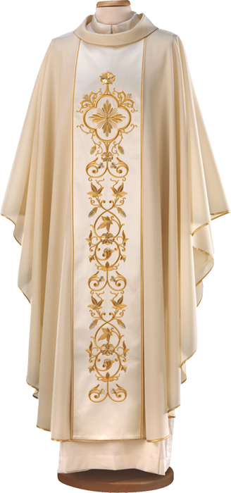 Elegant Wool Chasuble with Classic Embroidered Stole – Traditional Catholic Liturgical Vestment for Mass and Celebrations