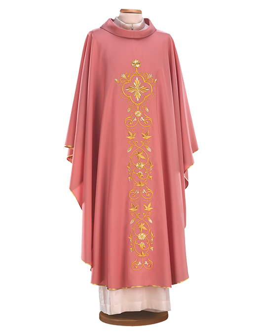 Elegant 100% Polyester Chasuble with Classic Embroidery and Wool Stolon – Traditional Liturgical Vestment for Catholic Celebrations
