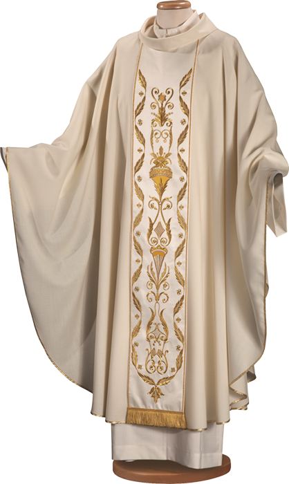 Elegant Wool Chasuble with Classic Embroidered Stole – Traditional Catholic Vestment for Liturgical Celebrations