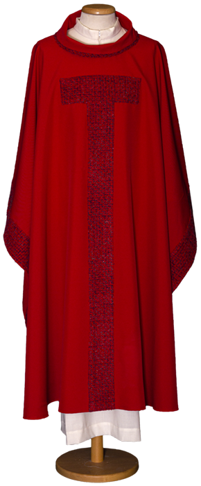 Polyester Chasuble with Raw Wool Tao Stolon – Traditional Liturgical Vestment with Natural Finishes for Solemn Celebrations