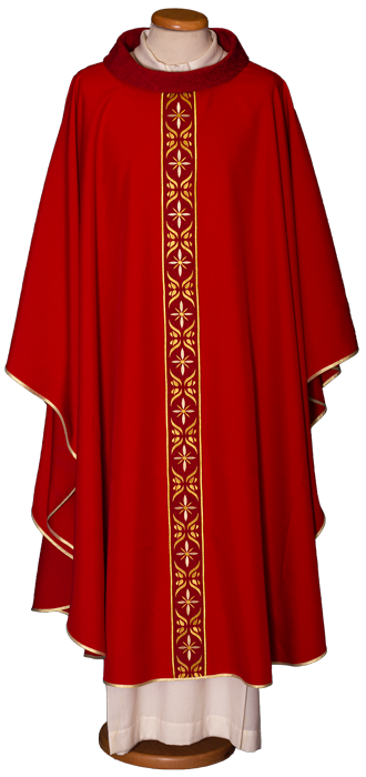 Lightweight 100% Polyester Chasuble with Embroidered Raw Wool Stole – Elegant and Functional Liturgical Vestment