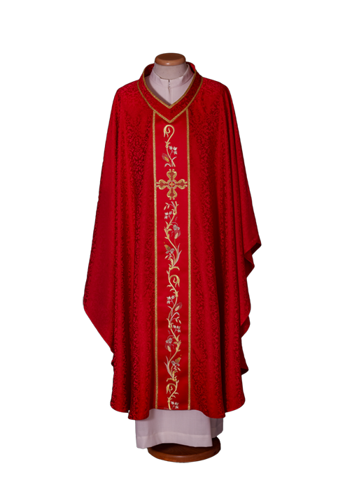 Elegant Chasuble in Lurex Wool with Embroidered Stole and V-Neck – Radiant Liturgical Vestment for Solemn Celebrations