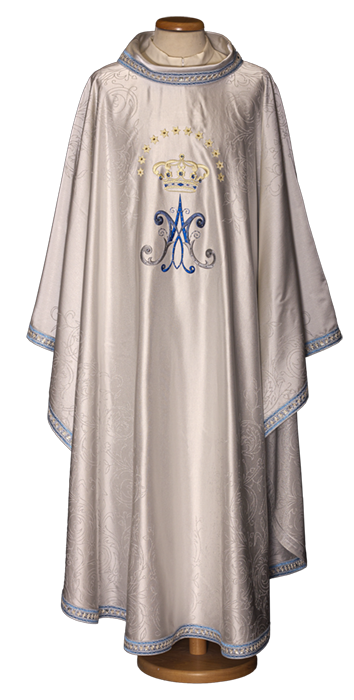 Divine Radiance Chasuble – Acetate Viscose Vestment with Machine Embroidery and Hand-Applied Swarovski Stones