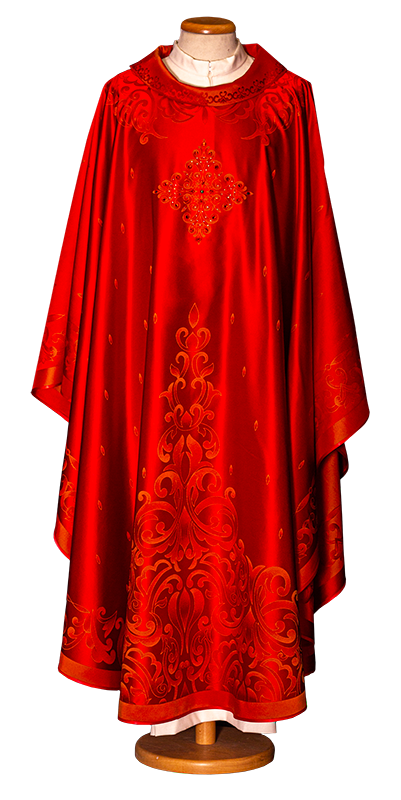 Chasuble in Viscose Acetate with Exclusive Gamma Design and Swarovski Cross – Elegant Liturgical Vestment for Sacred Celebrations