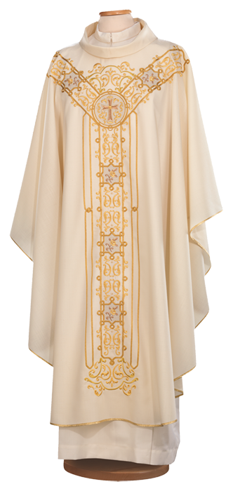 Elegant Pure Wool Chasuble with Classic Embroidery – Traditional Liturgical Vestment for Catholic Celebrations