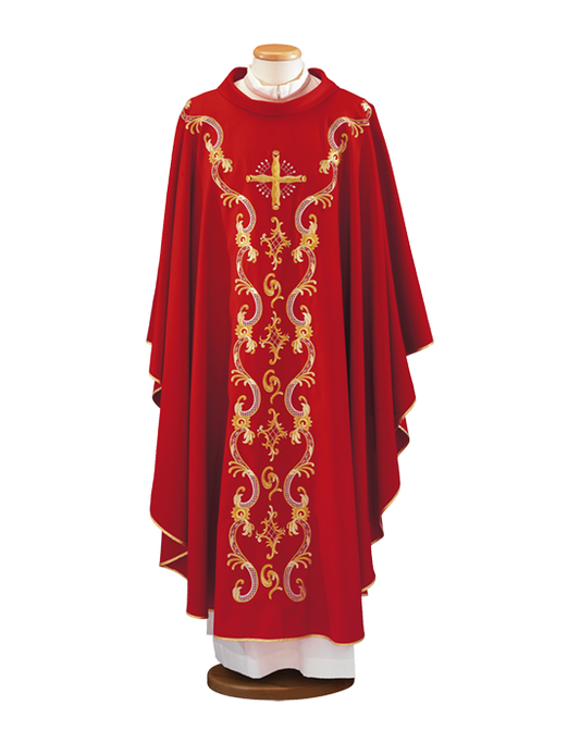 Pure Wool Chasuble with Shoulder Embroidery – Elegant and Traditional Liturgical Vestment for Catholic Mass and Clergy