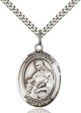 St Agnes of Rome medal with chain, Saint Agnes