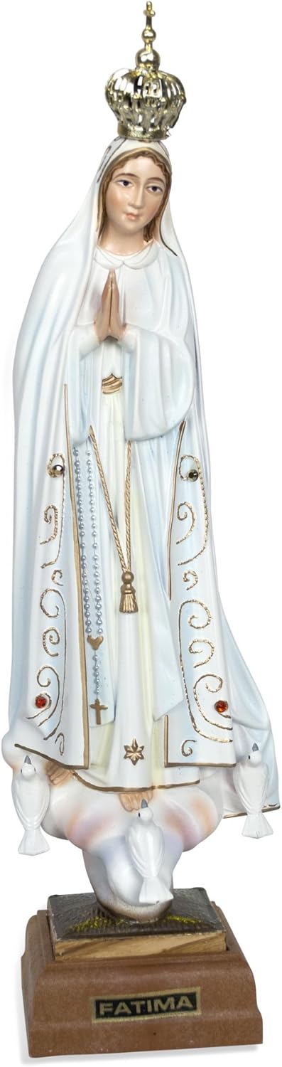 Hand Painted Our Lady of Fatima Statue - Made in Fatima (9", Painted Eyes)