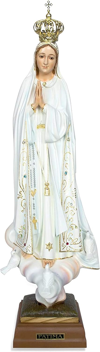 Hand Painted Our Lady of Fatima Statue - Made in Fatima (17.5", Painted Eyes)