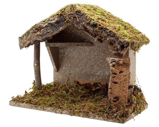 Nativity Creche Stable, | Realistic Moss, Hay, Wood and Fabric | 8.5" x 10"