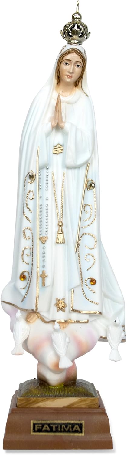 Hand Painted Our Lady of Fatima Statue - Made in Fatima (7", Painted Eyes)