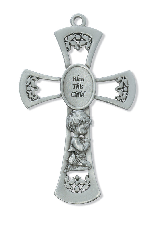 6in Pewter Baby Boy's Cross