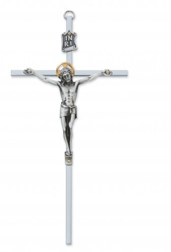 8" ALL SILVER CRUCIFIX