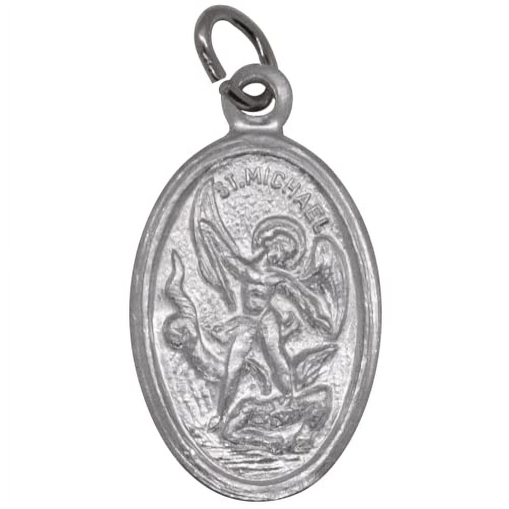 10 Pack of 1" Saint Michael Medals | Metal Silver-Tone Pendants | Patron Saint of Police, Soldiers, and Grocery Workers | Made in Italy