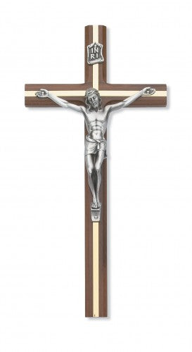 10" WALNUT CRUCIFIX W/SILVER