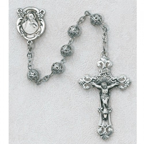 6MM SILVER FILAGREE ROSARY