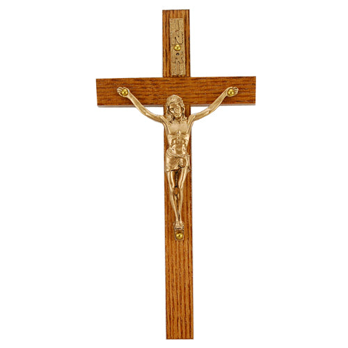 10" WALNUT CRUCIFIX Gold Corpus