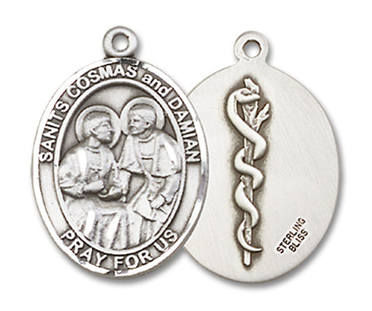 STS. COSMAS & DAMIAN/Doctors - Sterling Silver - 3/4x1/2