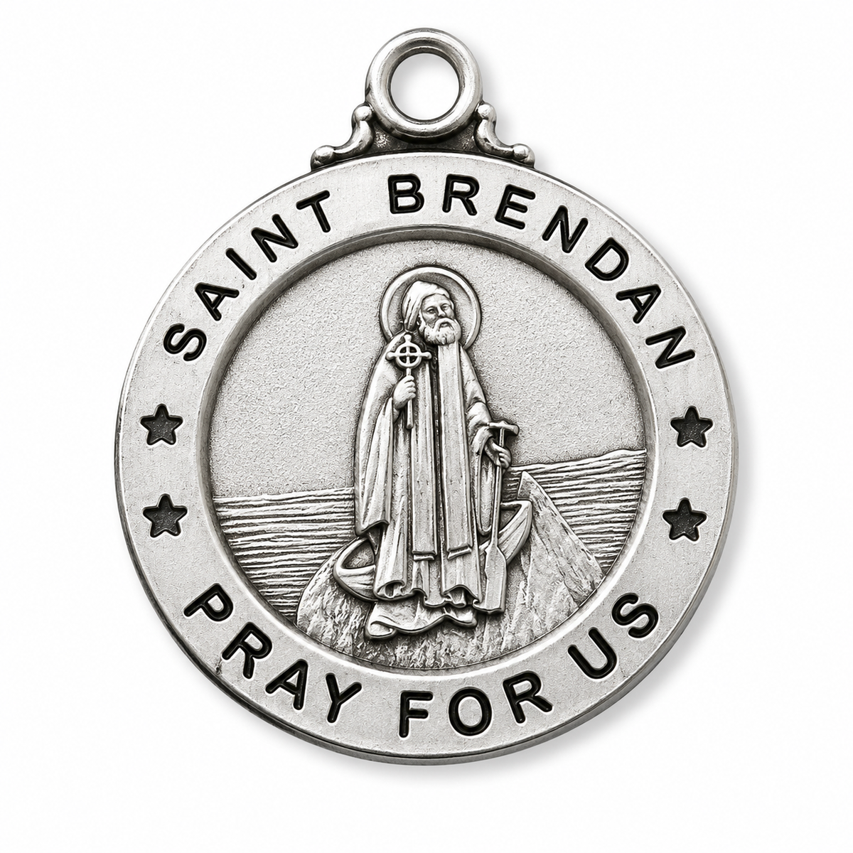 St. Brendan Medal Necklace – Patron Saint of Sailors & Travelers – 20-Inch Chain & Gift Box