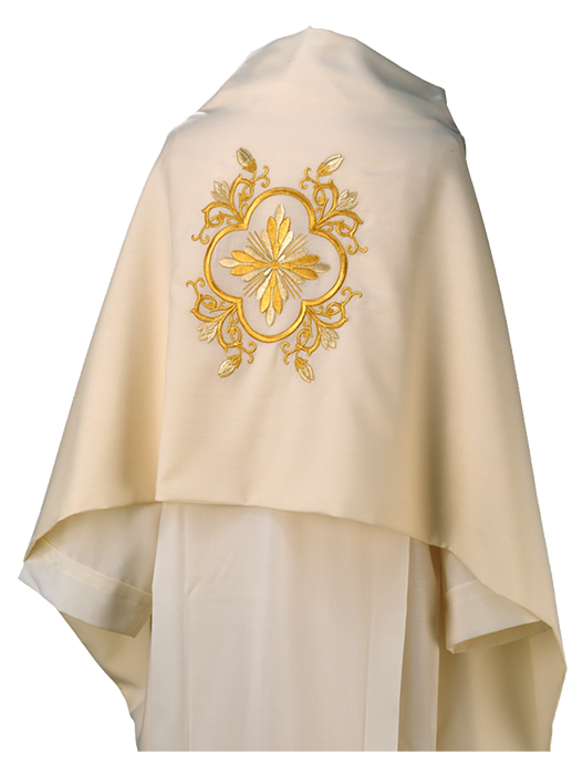 Pure Wool Humeral Veil with Gold Embroidery and Fringe – Traditional Catholic Liturgical Vestment