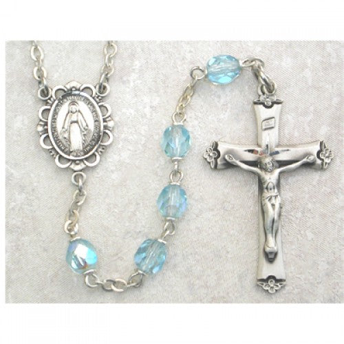 SS 6MM AQUA/MARCH ROSARY