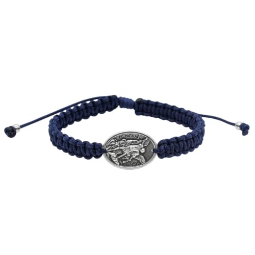 St. Michael Bracelet Woven Adjustable Bracelet | Catholic Religious Jewelry with St. Michael Medal Charm | Patron Saint of Police Officers and Military | Faith Inspired Gift
