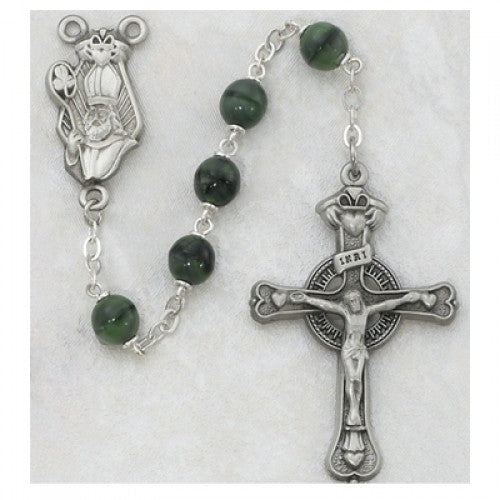 7MM GREEN ST PATRICK ROSARY