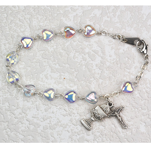 SS 6 1/2" CRYSTAL HEART BRACEL