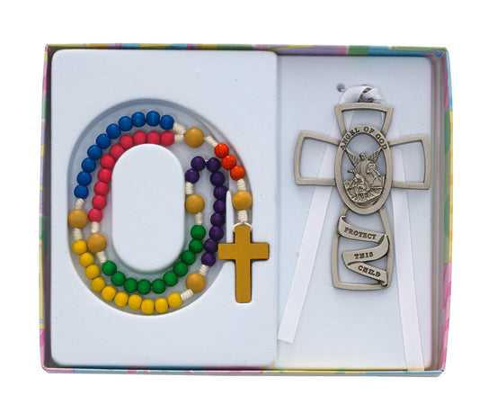 Kiddie Rosary and Crib Cross Set