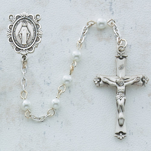 5MM WHITE PEARL ROSARY