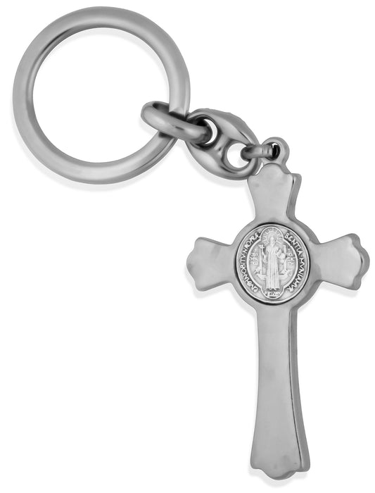 Catholic Saint Benedict Key Chain with 2" Cross Fob